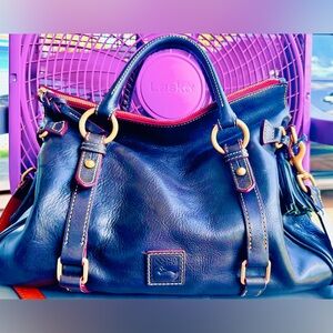 Dooney Florentine Large Navy Leather Satchel